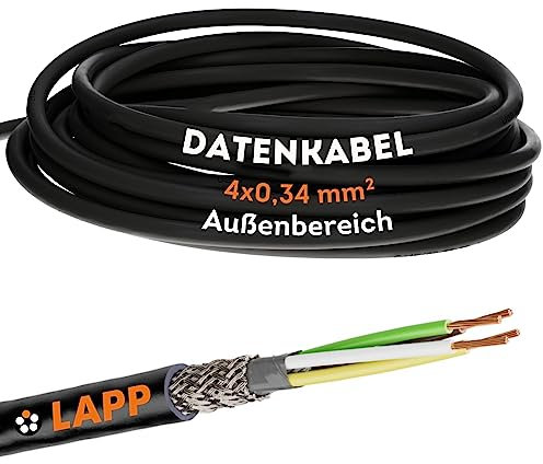 Lapp LiYCY 1030497 Câble blindé de signalisation et de commande 4 x 0,34 mm² résistant aux UV 4 cœurs pour LED, données et utilisation en extérieur Noir 10 m