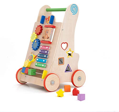 Montessori Robincool Salami-Rollator für Babys, 33 x 31,5 x 52 cm, aus ökologischem Holz, stimuliert die psychomotorische Entwicklung