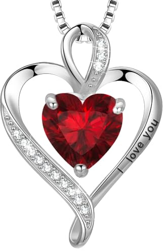 LAVUMO Herz Kette Damen I love you Halskette Schmuck Geschenke für Frauen | Silber 925 Echt/Messing Kette Geschenk Freundin MaMa an Geburtstags Valentinstag Muttertag Mit Rose Geschenkbox