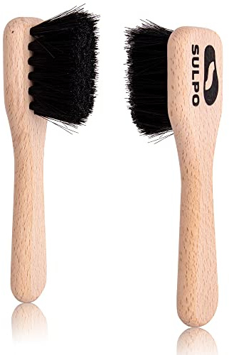 SULPO Cremebürste Tiegelbürste Schuhbürste - Weiche Bürste - Lederbürste Schmutzbürste für Leder Schuhe - 2 Stuck Set - schwarz - Schuhpflege