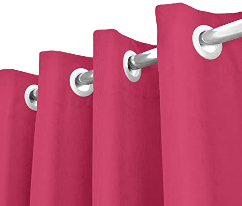 IlGruppone Tenda Semioscurante 140 x 290 Cm con Occhielli da Interno A Pannello Coprenti Moderne A Tinta Unita Soggiorno Cucina Camera Finestra - Fucsia - 2 Tende
