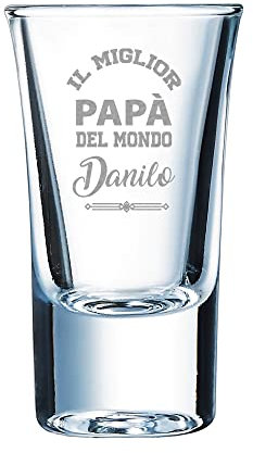 Il Papà Migliore del Mondo Bicchierino Liquore in Vetro Personalizzabile con Nome Incisione Personalizzata Idea Regalo Festa Del Papà 2023 Babbo Nonno Compleanno Natale Bicchiere da Shot Cicchettino