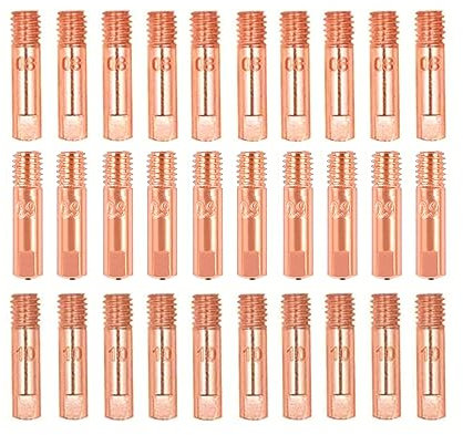 40 Stück Kupfer Kontaktspitze Schweißdüsen Stromdüse 0,8 mm, 0,9 mm, 1 mm für 15AK Mig Mag Schweissgerät Schweißzubehör Schweiß Kontaktspitzen Verschleißteile Set