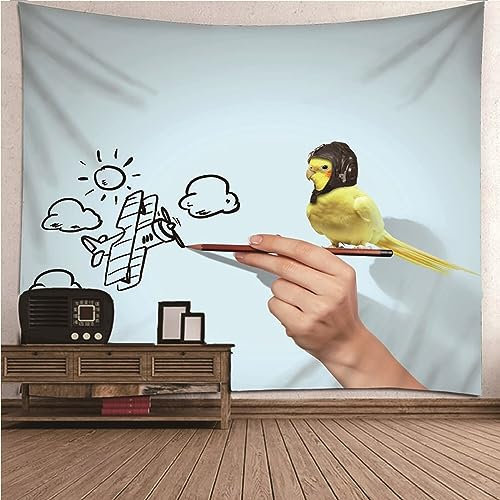 Aotiwe Wandvorhang Outdoor, Boho Wandbehang Tuch Wald Wasserfall Himmel Weiß Grün Wandteppich aus Polyester Wall Decor 260x240cm
