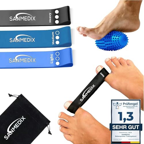 Sanmedix Hallux Valgus Zehenspreizer Trainingsband für den Zeh - Korrektur 4er Set für Damen und Herren zur Schmerzlinderung von Ballenzehen