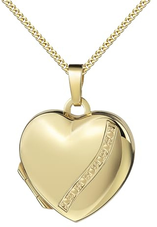 JEVELION Medaillon zum Öffnen 750 Gold Herz-Amulett 18 Karat / 18K für 2 Bilder + Halskette