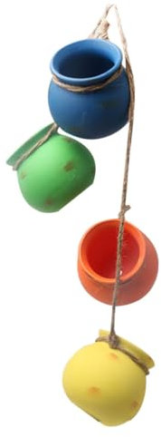 Didiseaon Pot De Plantes Vertes Pot De Fleur Suspendu Bac à Fleurs Suspendu Jardinière en Céramique Rustique Pots Suspendus D'intérieur Mini Pot De Fleurs en Corde Miniature Vase à Fleurs