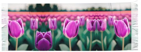 FWJZDSP Lila Tulpen Kaschmirschal mit Fransen, Plüsch-Kaschmirimitat-Schal mit einzigartigem einseitigen Druck, warmer Winterschal