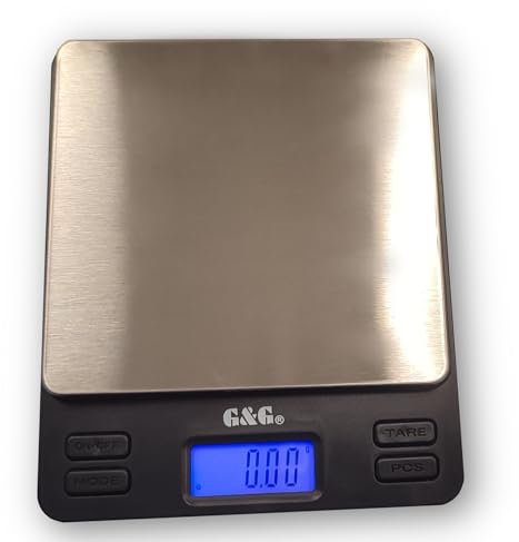 G & G Feinwaage LS 500g/0,01g, Taschenwaage Digitalwaage Briefwaage Extra große Wägefläche, 2 Trays, AAA Batterien (LS500g/0,01g)