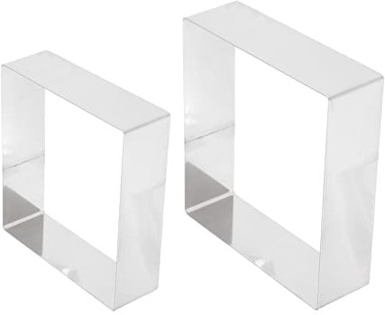 DJLLQYXGD Mousse Rings 2Pcs Square Cake Ring Set, 8Inch and 9 Inch Stainless Steel Square Cutter Pancake Cake Rings Square