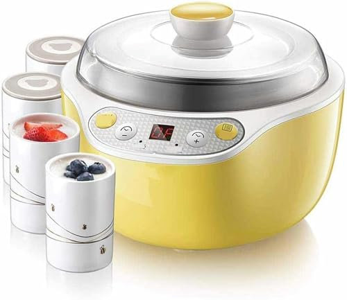 MOSOHINO MáQuina Casera para Hacer Yogur, Fabricante De Yogur, Yogurtera FáCil De Limpiar, Recipiente De Yogur, para Yogur/Ajo/Natto/Pasta Manual De Cuajada De Soja,Amarillo