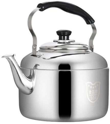 Bouilloire Sur La Cuisinière, 4L/5L/6L Acier Inoxydable Bouilloire Sifflante, Grande Capacité Eau Chaude Bouilloire, Convient À Tous Les Types De Poêles (Color : Silver, Size : 5L)
