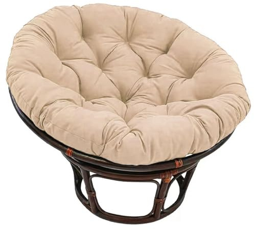 LYXLBX Stuhlkissen Outdoor Stoffschaukel Rattan Stuhlkissen, Rund Gepolstert, HäNgeschaukel Sitzkissen,für Gartensessel, HäNgeschaukel Drehsessel, Korbsessel, Balkonstuhl,Khaki-100 * 100cm