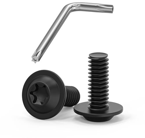 20 tornillos M4 x 10, tornillos de cabeza alomada, tornillos Torx, tornillo de brida, acero inoxidable A2 V2A, rosca completa, óxido negro, con llave Torx