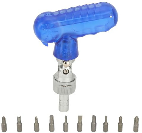 Magnetic Ratchet Screwdriver Set, 10 in 1 Multi Screwdriver, Portable Ratchet and Adjustable Rotary Angle Screwdriver Repair Tool with 10pcs Bits for DIY, Home, Repair, Blue