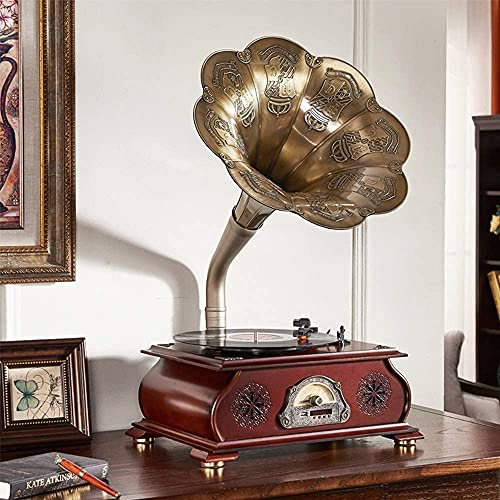 JFNHUTL Tourne-Disque Vinyle Classique, Tourne-Disque Bluetooth, Tourne-Disque Vinyle, Gramophone Version Portable