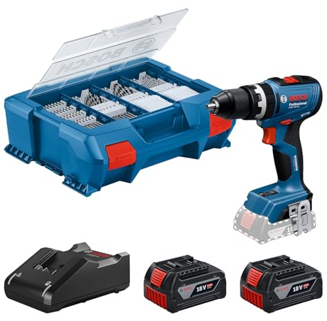 Bosch Professional 18V System sladdlös borrskruvdragare GSB 18V-65 - borstlös motor, huvudlängd 175, inkl. 2x GBA 4.0Ah, 82 AC, L-Case
