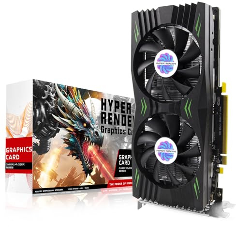 HyperRender RX 580 Graphics Card 8GB 2048SP GDDR5 256 Bit PC Gaming Video Card 3*DP 1*HDMI PCI Express 3.0 with Freeze Fan Stop for Desktop Computer GPU for Gaming PC