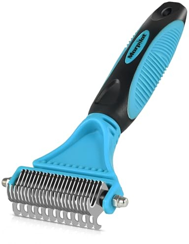 Morpilot Cepillo de aseo para perros, peine para desenredar gatos, 23 + 12 dientes, doble cara, reduce eficazmente la pérdida de pelo hasta un 90%