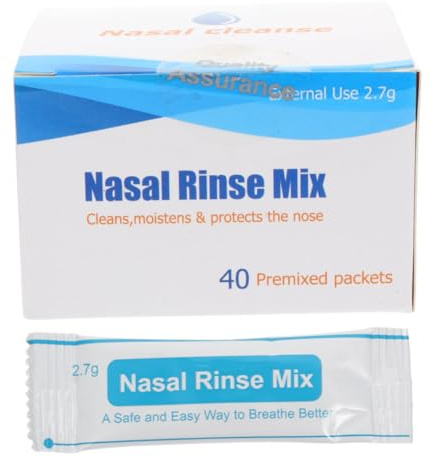 KOMBIUDA 40piezas Sobres De Sal Para Lavado Nasal Unidades Caja Mezcla Instantánea Para Higiene Nasal Diaria Adultos y Sector Industrial