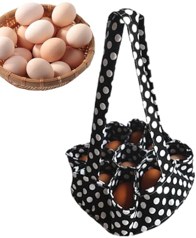 Cesta de recogida de huevos de gallina – Bolsa de almacenamiento de huevos de tela gruesa con 7 bolsas | Bolsa de recogida de huevos de granja portátil | Transporte de huevos de a