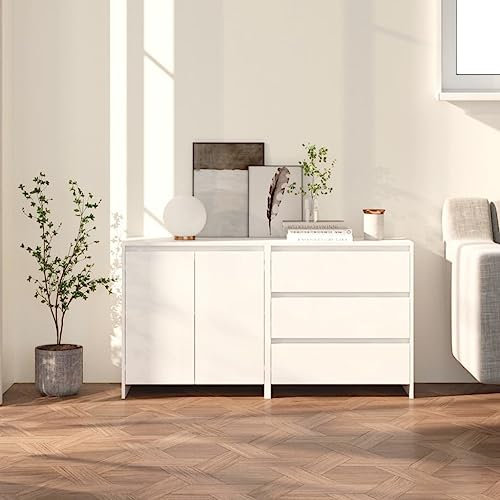 MOBCANT 2-TLG. Sideboard, Küchenbuffet Kaffeebar Aufbewahrungsschrank Schränke Geeignet für Korridor Küche Schlafzimmer Foyer Weiß Holzwerkstoff