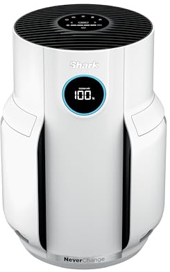 Shark Air Purifier for Home, NeverChange, for Large Room, Bedroom, Home Office, HEPA-Exceeding Filter, Captures Pollutants, Pet Dander, Dust, Odor, Smoke, and More, HP153, White
