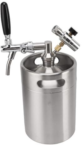 Barril Cervecero Portátil 5L Acero Inoxidable De Dispensación Presurizado Con Regulador 60PSI Para Cerveza Artesanal Casera Y Bebidas Carbonatadas En Casa O Exteriores