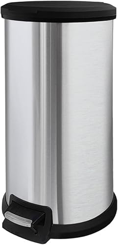 JM ·YIPENG Kitchen Bin,40L Pedal Bin with Soft Close Lid, Round Bin with Inner Ring Bag Holder,Rubbish Bins for Kitchen,Office