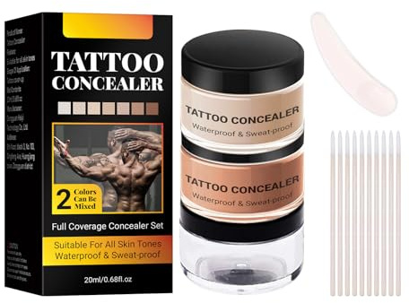 Tattoo Concealer für Körper, Wasserdichtes Abdeck-Make-up mit hoher Deckkraft, Lang anhaltender Body Concealer für Narben, Pigmentflecken & Hautunregelmäßigkeiten