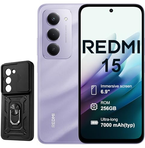 XIAOMI Redmi 15 Smartphone (Violet), 8GB/256GB SIM 4G, 6.9 Confortable pour Les Yeux,Pouces Batterie 7000 mAh, Charge Rapide 33 W et Charge inversée 18 W,Coque Inclus
