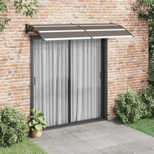 HaoChrymec Vordach aus Polycarbonat mit Aluminiumleisten, Vordach Haustür, Schwarz, Witterungsbeständig, Schutz für Haustür, Balkon Regenschutz, Überdachung Terrasse, 240 x 100 cm