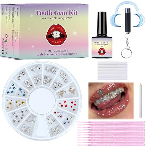 Tooth Gem Kit-DIY Crystal & Diamond Teeth Jewelry for Women, Easy Apply & Removable Crystal & Diamond Teeth Jewelry, Fashionable Smile Decoration for a Glamorous Look
