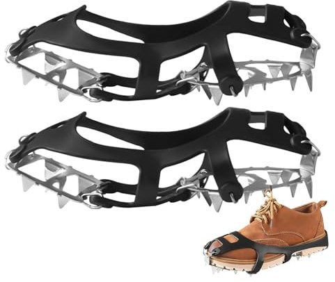Tacos de hielo para botas, equipo de escalada universal antideslizante de acero inoxidable, pinzas para zapatos de hielo, para mujeres, deportes al aire , senderismo, caminar, escalada, pesca