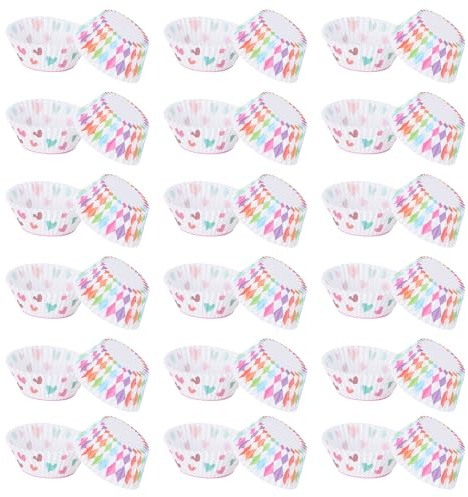 HOMSFOU Pirottini per Muffin Usa e Getta 2.7X2.7X1.26 Pollici 400 Pezzi Cuore e Diamante Adatti per Feste di Compleanno Halloween
