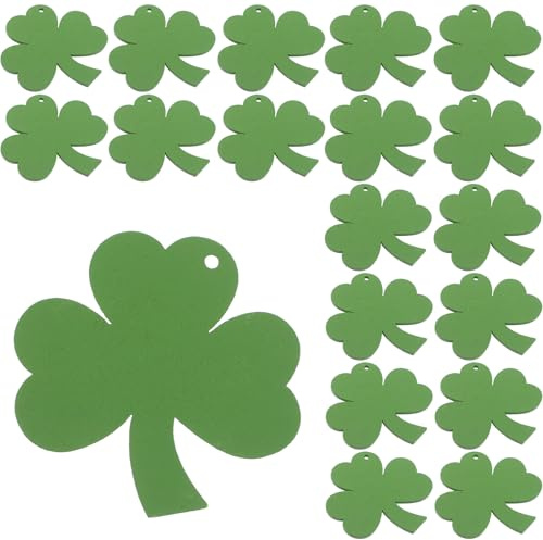 Homoyoyo Lot de 100 Rondelles en Bois Forme Trèfle Vert pour Décoration Saint-patrick, Suspendue et Réutilisable, Décoration Murale et Fête Champêtre, Accessoires Déco Irlandais
