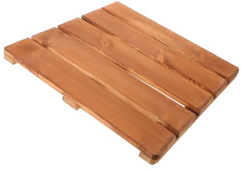 JOINPAYA Sauna Holzmatte Duschmatte aus Massivem Holzlatten rutschfeste Badezimmer Fußmatte für Feuchträume Einfache Montage Dunkelbraun 40x40cm Vielseitig Einsetzbar und Stilvoll