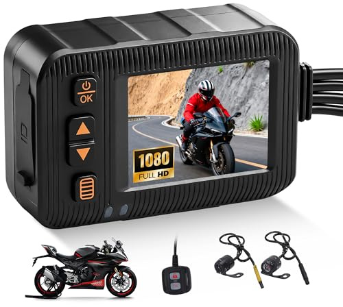 SIXWIN 1080P Motorrad Dashcam Vorne und Hinten – IP67 wasserdichte Dual-Kamera, 2 Zoll HD Dashcam mit HDR, G-Sensor, Loop-Aufnahme & Weitwinkel – ideal für Motorsport, Motorräder, UTV und ATV