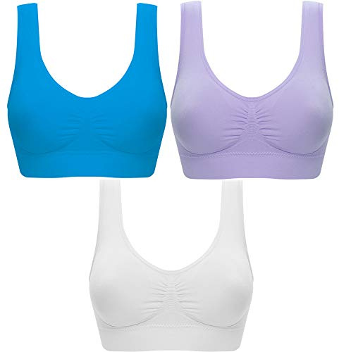 3-pack med Simply Ultra Comfort sömlös sportstil BH med avtagbara dynor