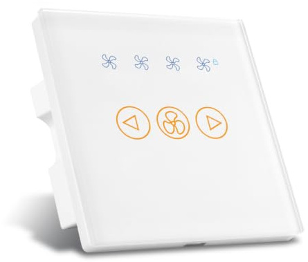 UK Standard Remote Control Touch Fan Speed Switch Ceiling Fan Control Wall Switch,White Crystal Glass