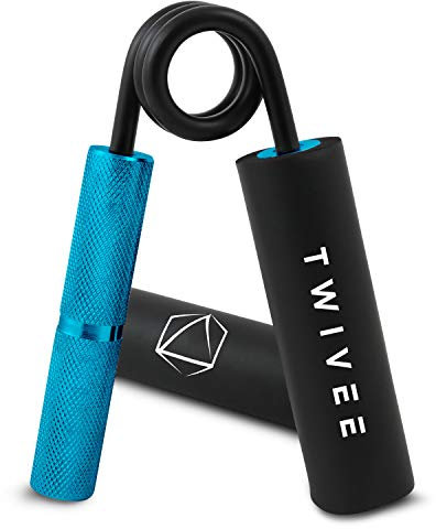 TWIVEE - Unterarmtrainer - Fingerhantel für maximale Griffkraft - Gripper aus gehärtetem Stahl und Aluminium - Handtrainer mit Griffpolster und Tasche - Handmuskeltrainer