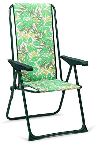 Solenny Klappstuhl, verstellbar, gepolstert, mit hoher Rückenlehne, 62 x 60 x 105 cm, 5 Positionen, mit waschbarem Stoff und Stabilisatorfüßen für mehr Sicherheit