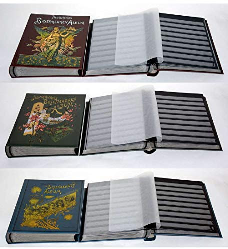 Goldhahn 3er Set - Antik - Alben 60 schwarze Seiten Briefmarken für Sammler