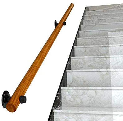 Handrails for Staircase Stair Handrail丨Elderly Railings Handrails Corridor Support Rod丨 Wall Mounted Floor Handrail Safety Non-Slip Wooden Handrails for Villas, Lofts Supports 250kg