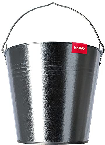 KADAX Eimer, robuster Zinkeimer mit ergonomischem Griff, Ascheeimer mit verstärktem Boden, Kohleeimer mit massiven Wänden, Blecheeimer für Steine, Beeten, Asche, Schüttgut (12L)