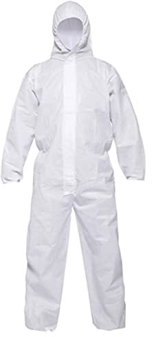 SMS OVERALL Schutzanzug Schutzoverall Einweganzug Maleranzug Einwegschutzanzug 3-lagig CAT 3 Typ 5 + 6 weiß TYP 55 FETEX (L)
