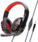 XIXIDIAN Gaming Headset， Headset with Stereo Surround Sound，Singing Headset Gamer Stereo Wired On-Ear Noise Cancelling Headset Earphone with Microphone (Color : Red)