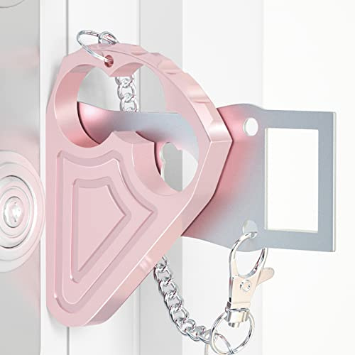 Portable Door Lock for Hotel Door Safety- Metal Hotel Door Locks for Travelers Security-Travel Door Lock Latches & Bolts for Additional Safety Prevent Unauthorized Entry,Pink