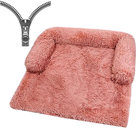 Nyescasa Hundebett für Grosse Hunde u. kleine Hunde,Sofaschutz Plüsch Flauschig Atmungsaktiv Katzenbett,Winter Warm Dauerhaft Hundecouch Waschbar rutschfest Hundekissen (M ca. 90x90x20cm, Rosa)