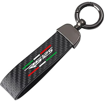 SXHM Motorrad Schlüsselanhänger Für Aprilia RS125 RS 125 Motorradlanyard Schlüssel Kohlenstofffaserschlüsselring (Farbe : Schwarz, Size Normal), Einheitsgröße